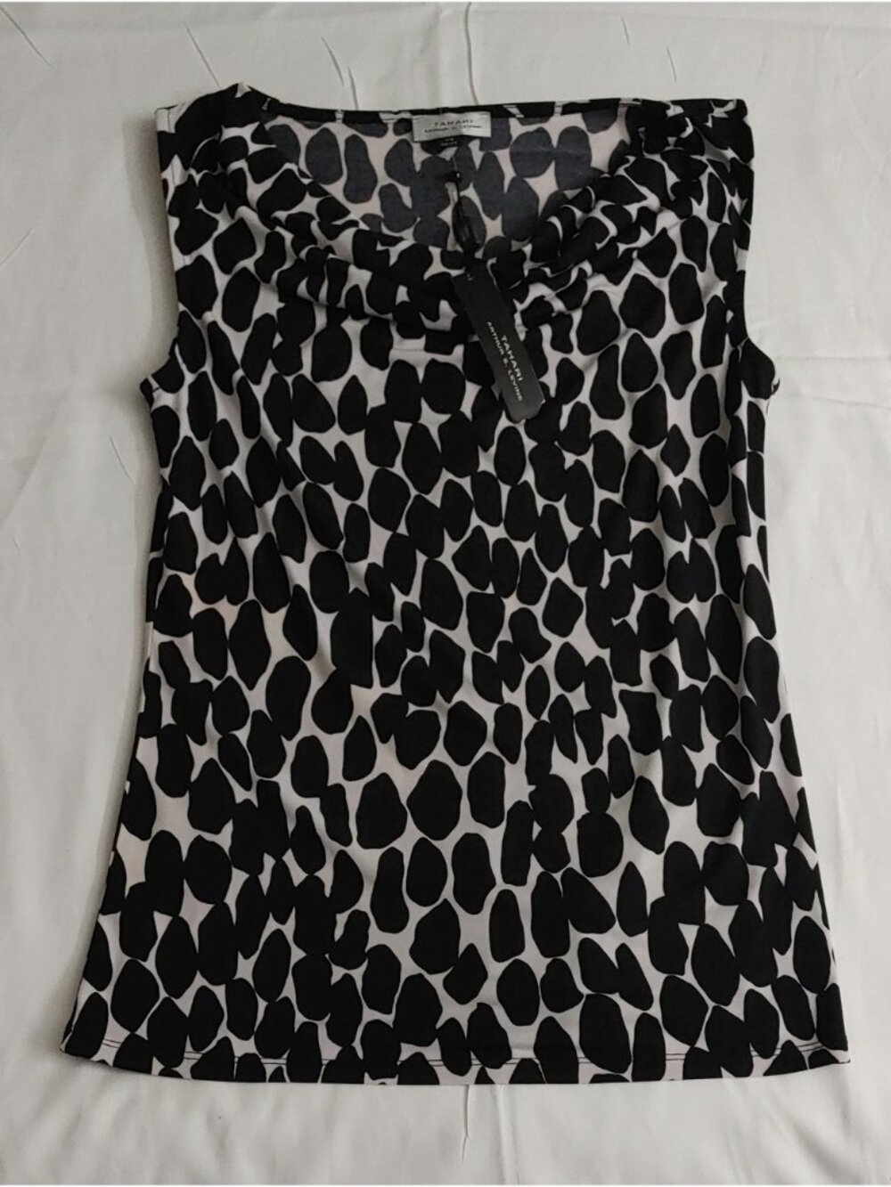 Black & White Printed Sleeveless Cowl Neck Top